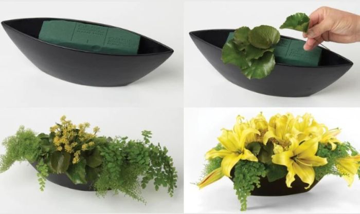 Cách cắm hoa ly ngày Tết theo kiểu ngang