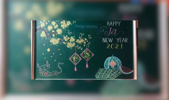 Vẽ trang trí bảng Tết 2025 với chủ đề ẩm thực