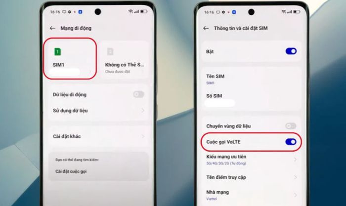 Chọn thẻ SIM cần tắt