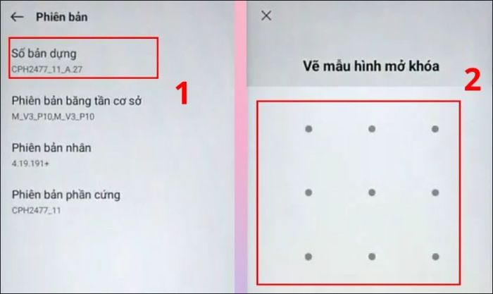 Nhấn liên tiếp vào Số bản dựng