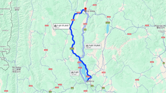 Distance from Dali to Lijiang