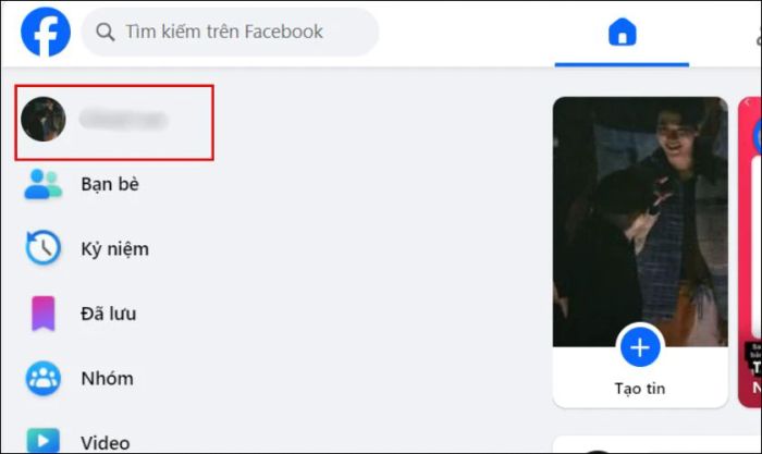 Nhấn vào ảnh đại diện của bạn để truy cập trang cá nhân