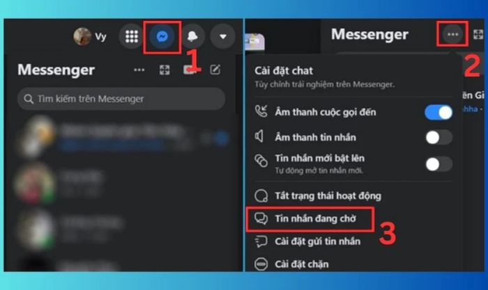 Hướng dẫn xem tin nhắn chờ trên Facebook bằng máy tính
