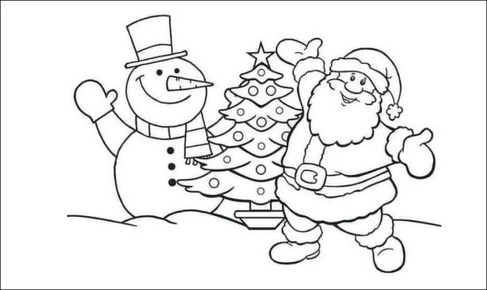 Tranh tô màu ông già Noel cùng người tuyết