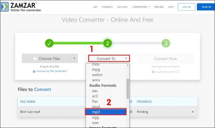 Tại mục Convert To, tìm và chọn MP3