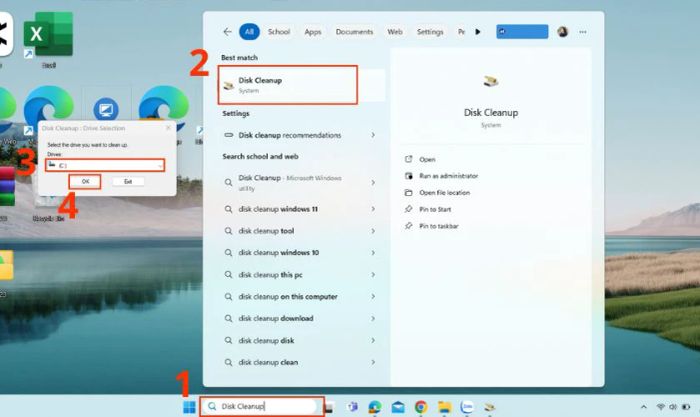 Chọn ổ đĩa cần dọn dẹp và nhấn OK
