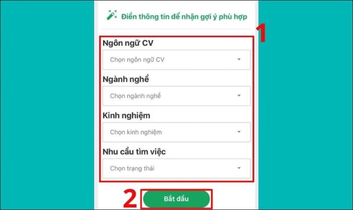 Hướng dẫn tạo CV xin việc trên điện thoại với TopCV bước 3