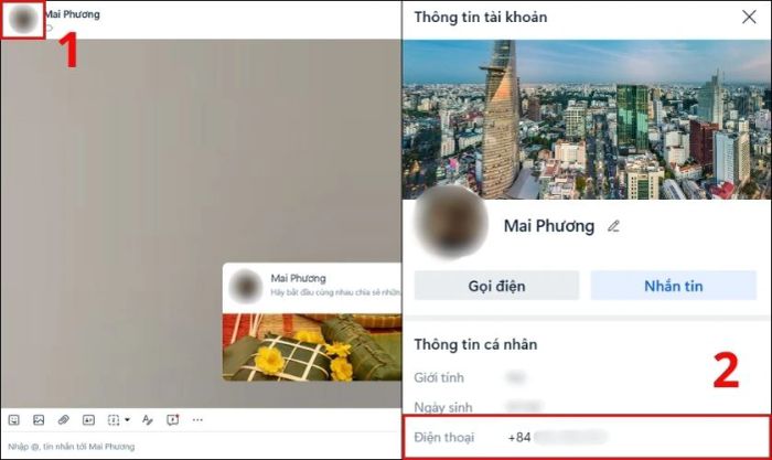 Trong khung trò chuyện, bạn nhấn vào ảnh đại diện của người dùng đó