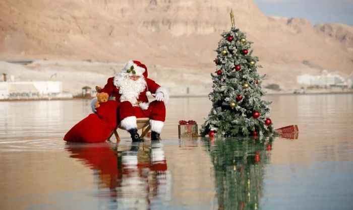 Santa Claus cùng cây thông Noel