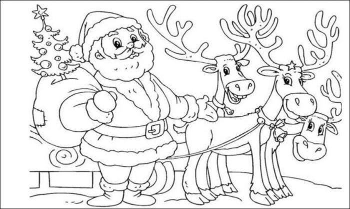 Tranh tô màu ông già Noel và những chú tuần lộc
