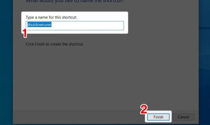 Nhấp vào Shortcut để tắt màn hình máy tính nhanh chóng khi cần