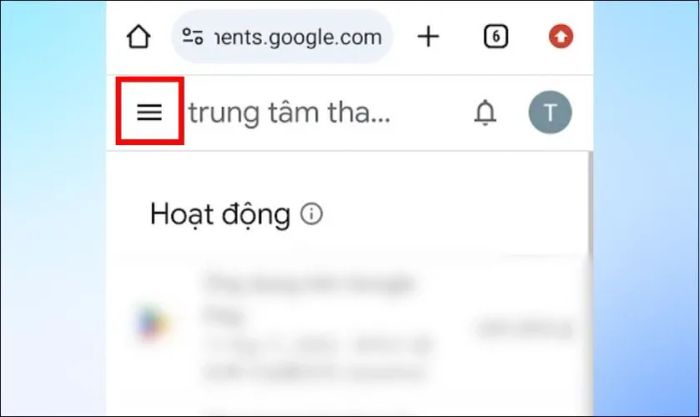 Chọn biểu tượng 3 dấu gạch ngang