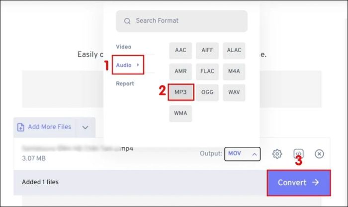 Chuyển đổi MP4 sang MP3 trực tuyến bằng Free Convert