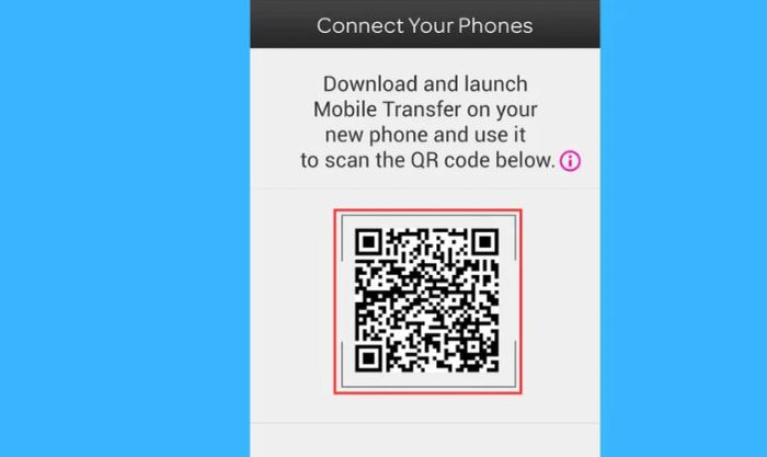 Dùng iPhone quét mã QR từ điện thoại Android cũ.