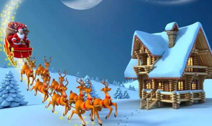 Ông già Noel cưỡi tuần lộc đi trao quà
