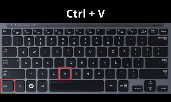 Di chuyển đến vị trí cần dán và nhấn đồng thời phím Ctrl và V