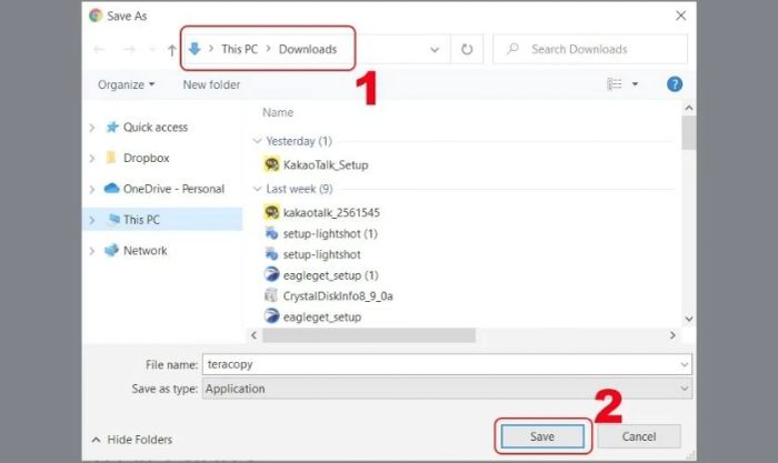 Chọn thư mục để lưu file cài đặt và nhấn Save