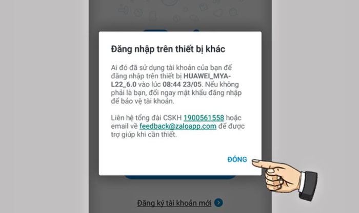 Trường hợp người khác đăng nhập Zalo của bạn trên thiết bị khác