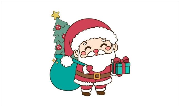 Hình ảnh ông già Noel được tái hiện qua nét vẽ chibi đáng yêu