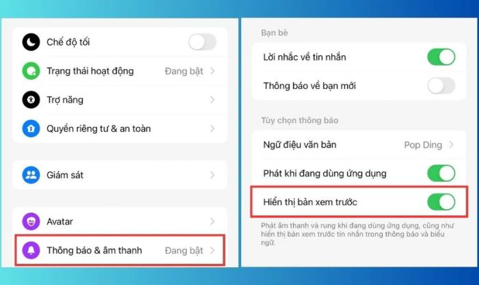 Truy cập mục Thông báo & Âm thanh