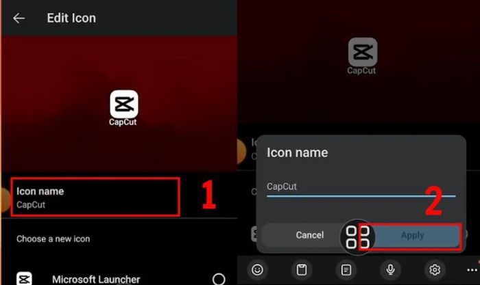 Bây giờ bạn có thể thay đổi tên ứng dụng trong phần Icon name.
