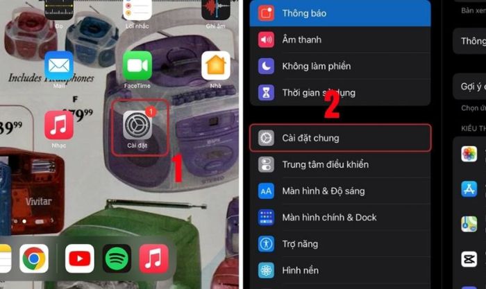 Truy cập Cài đặt và chọn mục Cài đặt chung