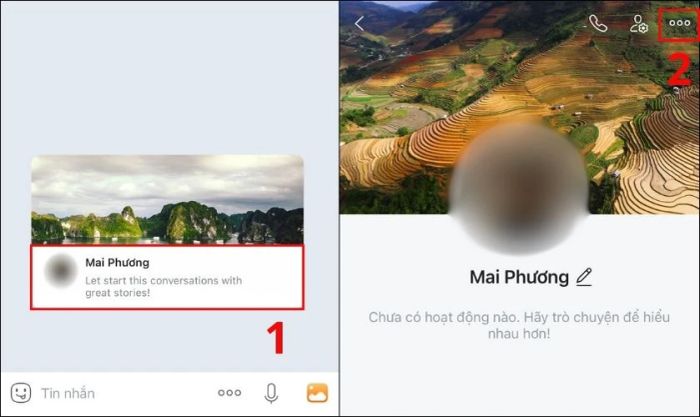 Trong khung trò chuyện, bạn hãy nhấn vào ảnh đại diện