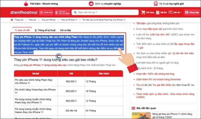 Sử dụng chuột để đánh dấu đoạn văn bản hoặc nội dung cần sao chép