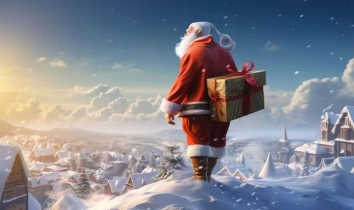 Santa Claus cùng chiếc túi quà quen thuộc