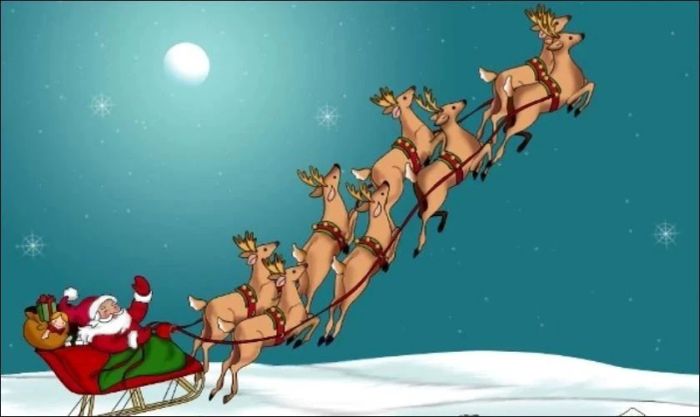 Ông già Noel cưỡi tuần lộc bay lên trời