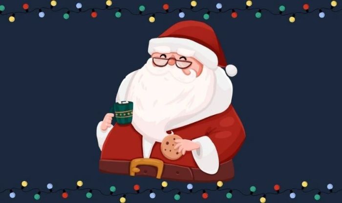 Santa Claus thưởng thức bánh và trà