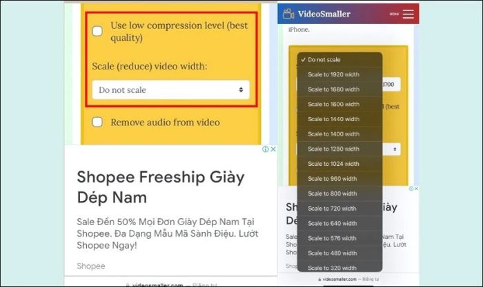 Hướng dẫn nén video trên điện thoại thông qua website - Bước 3