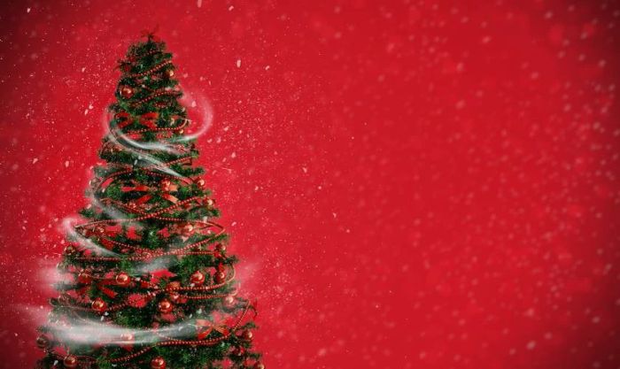 Phông nền cây thông Noel rực rỡ sắc đỏ