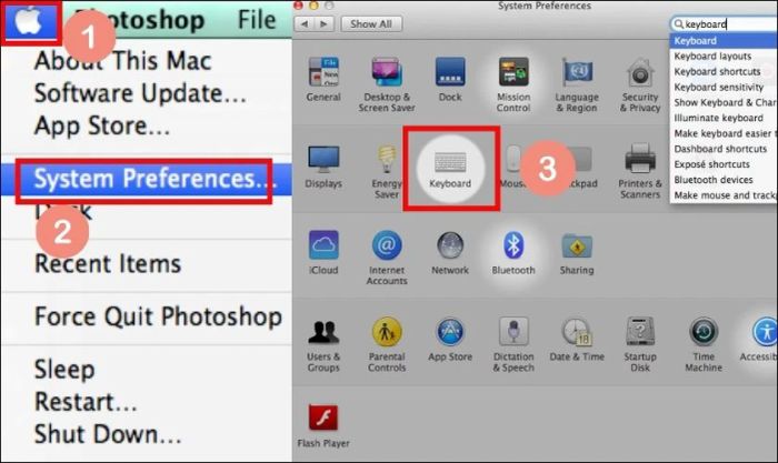 Truy cập System Preferences để thay đổi cài đặt ngôn ngữ bàn phím
