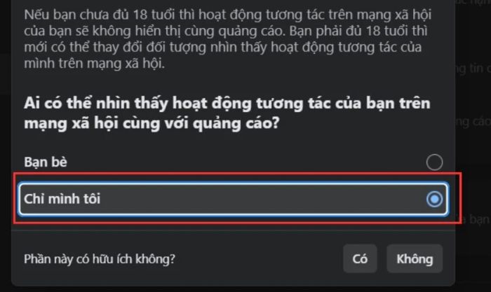 Chuyển sang chế độ chỉ mình tôi.