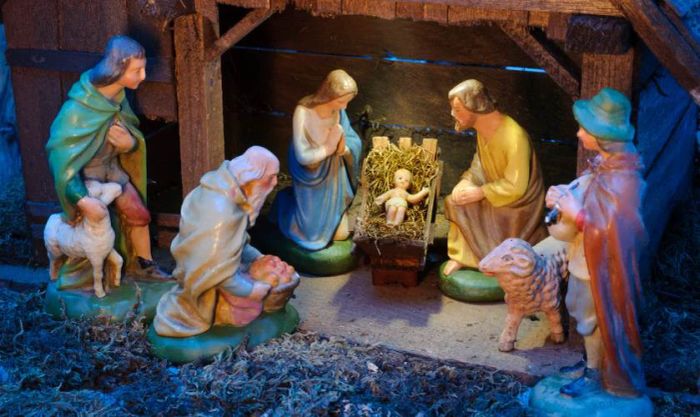 Hình nền trang trí hang đá chúa Giêsu giáng sinh