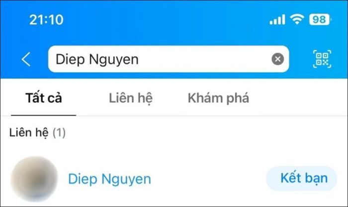 Tìm lại bạn bè qua tên người dùng
