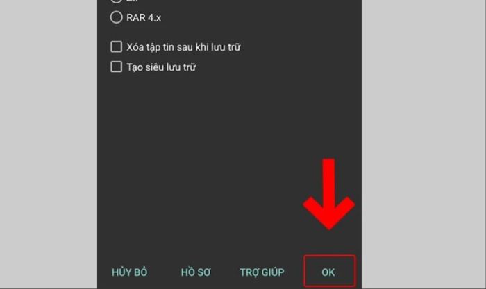 Sau khi hoàn tất thiết lập, nhấn vào OK để bắt đầu nén file ZIP
