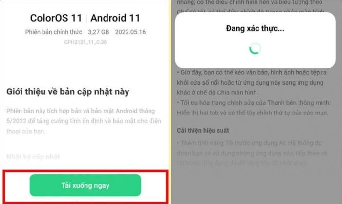 Nếu có phiên bản mới, bạn chỉ cần nhấn vào nút Tải xuống ngay
