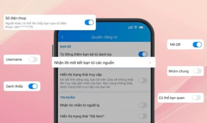 Chi tiết về cài đặt quyền riêng tư dành cho người dùng Zalo