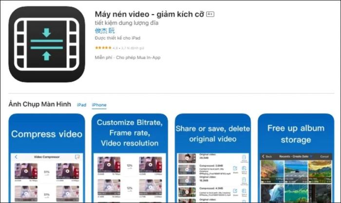 Nén video trên điện thoại sử dụng Máy nén Video