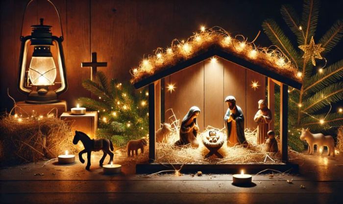 Mẫu hang đá Giáng sinh ngoài trời