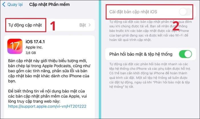 Chọn mục Tải bản cập nhật và Cài đặt