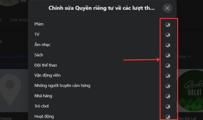 Nhấn vào biểu tượng công khai.