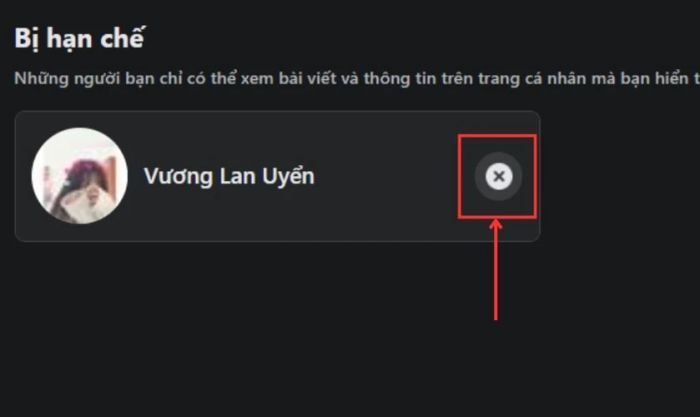 Nhấn X để xóa