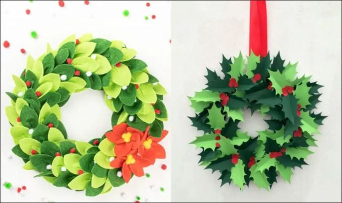 Vòng nguyệt quế làm từ giấy màu sắc tươi sáng, tạo nên vẻ dễ thương và sinh động.