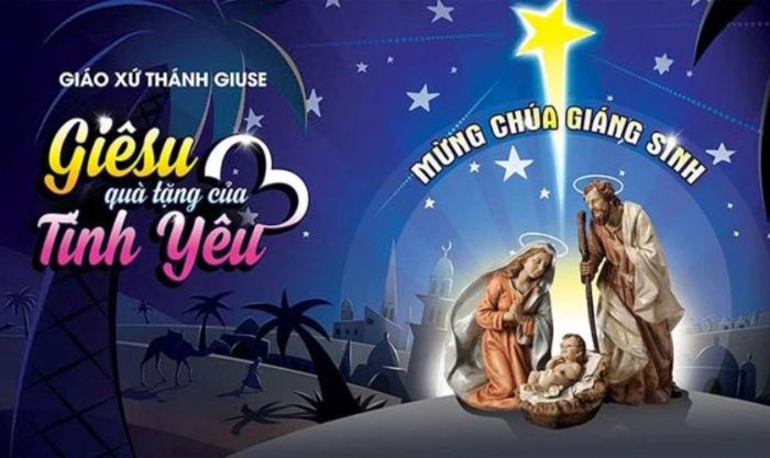 Hình nền sân khấu Giáng sinh có hình ảnh Chúa Giêsu