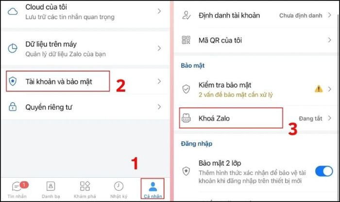 Hướng dẫn thiết lập mã khóa Zalo bước 1