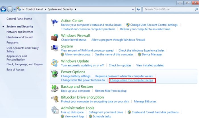 Hướng dẫn cài đặt máy tính không ngủ trên Win 7, bước 1
