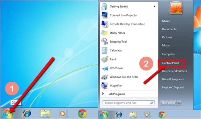 Truy cập Control Panel để bắt đầu quá trình cài đặt bàn phím tiếng Trung trên máy tính